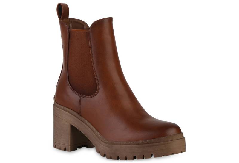 VAN HILL 840564 Chelseaboots Damen Leicht Gefütterte Chelsea Boots Stiefeletten Plateau- von VAN HILL