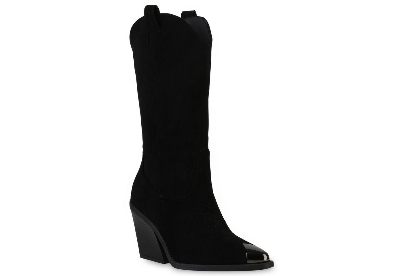 VAN HILL 840584 Cowboystiefel Damen Cowboystiefel Trichterabsatz Spitze Stickereien von VAN HILL