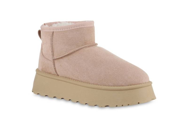 VAN HILL 840596 Plateaustiefelette Damen Warm Gefütterte Plateau Boots Profil-Sohle Plateau- von VAN HILL