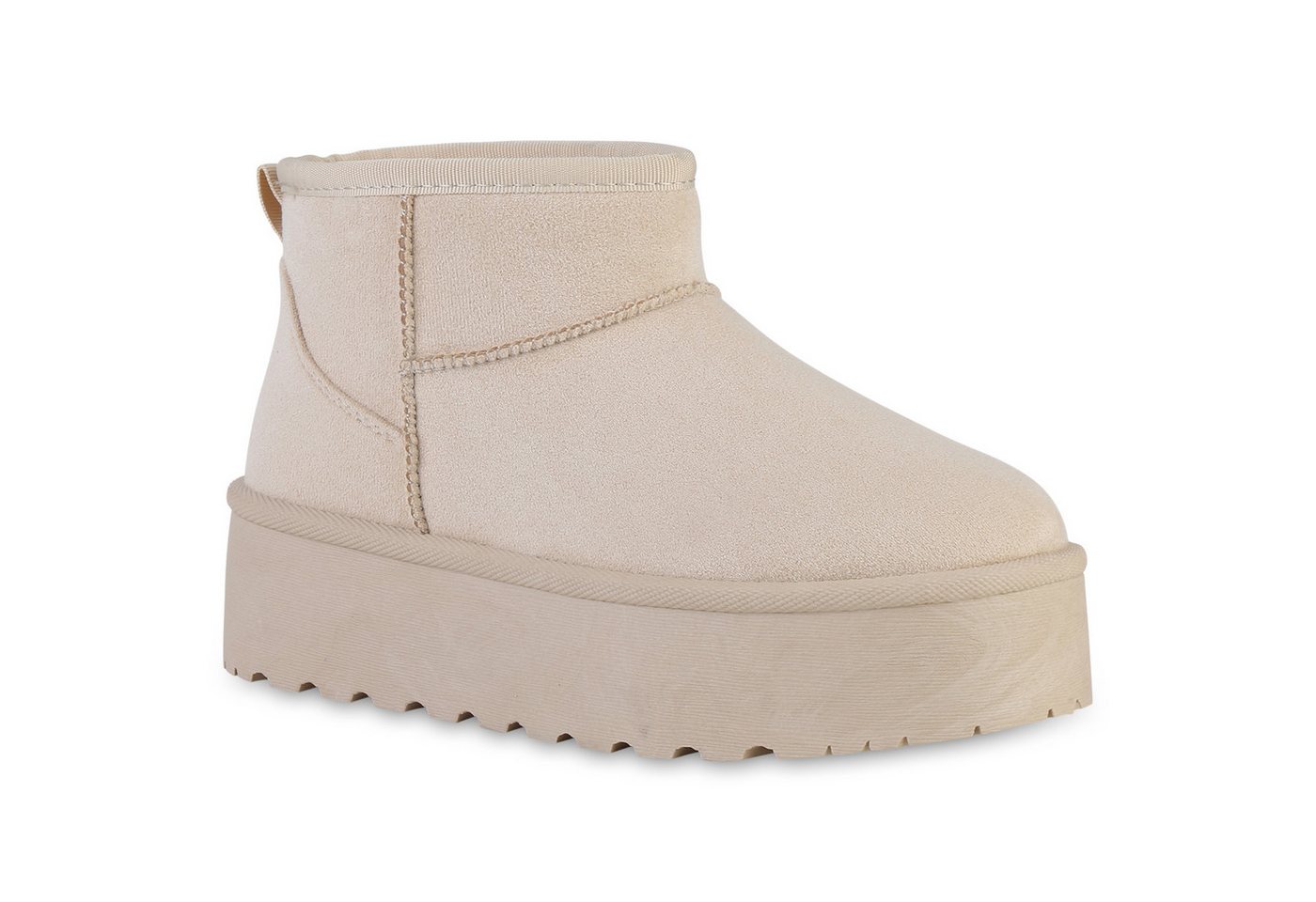 VAN HILL 840596 Plateaustiefelette Damen Warm Gefütterte Plateau Boots Profil-Sohle Plateau- von VAN HILL