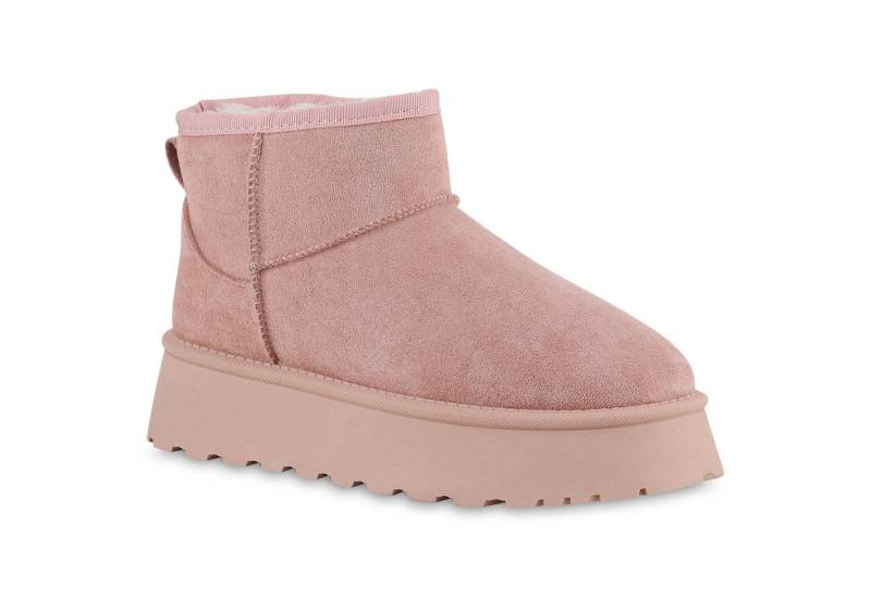 VAN HILL 840596 Plateaustiefelette Damen Warm Gefütterte Plateau Boots Profil-Sohle Plateau- von VAN HILL