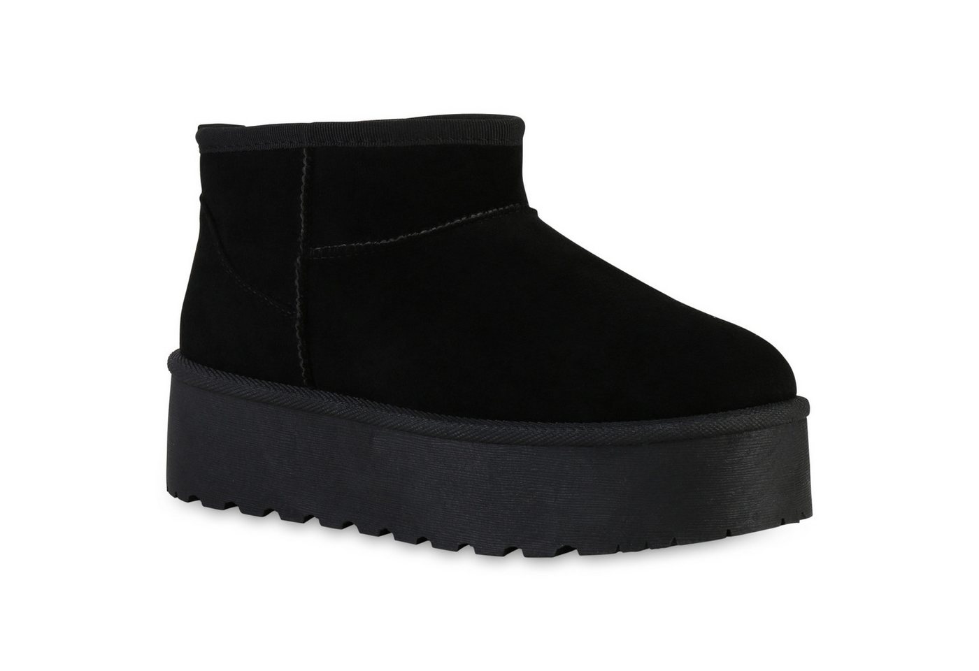VAN HILL 840596 Plateaustiefelette Damen Warm Gefütterte Plateau Boots Profil-Sohle Plateau- von VAN HILL