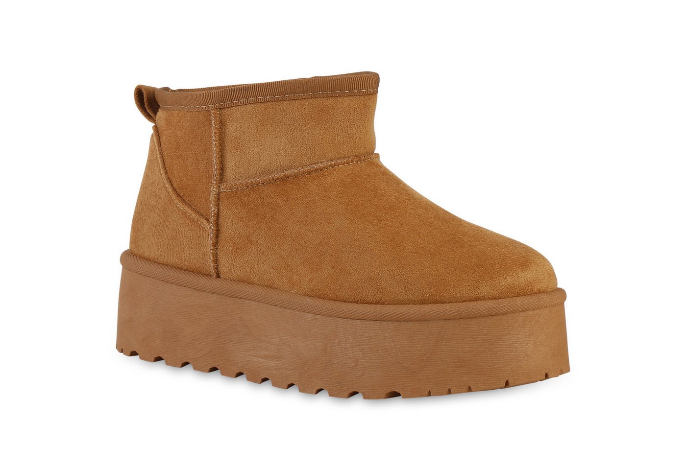 VAN HILL 840609 Plateaustiefelette Damen Warm Gefütterte Plateau Boots Profil-Sohle Winter von VAN HILL