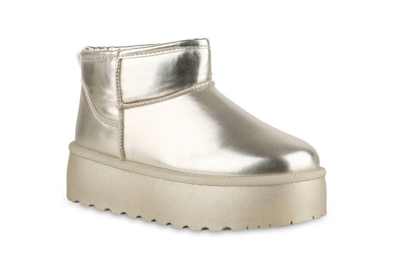 VAN HILL 840609 Plateaustiefelette Damen Warm Gefütterte Plateau Boots Profil-Sohle Winter von VAN HILL