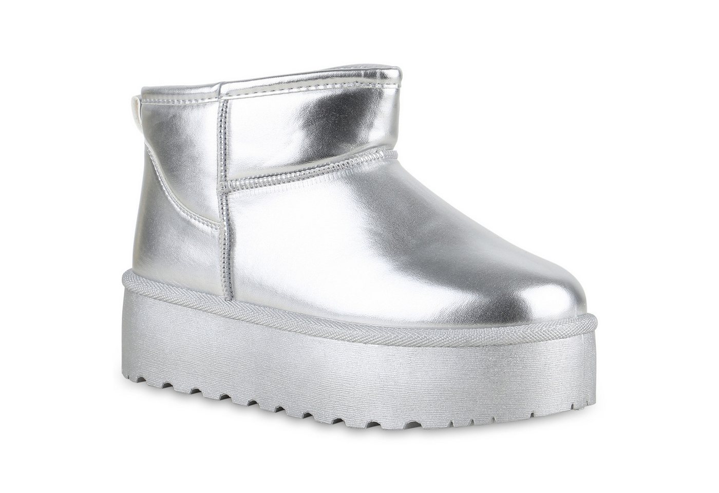 VAN HILL 840609 Plateaustiefelette Damen Warm Gefütterte Plateau Boots Profil-Sohle Winter von VAN HILL