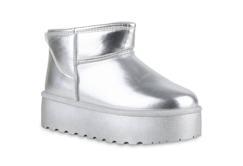 VAN HILL 840609 Plateaustiefelette Damen Warm Gefütterte Plateau Boots Profil-Sohle Winter von VAN HILL