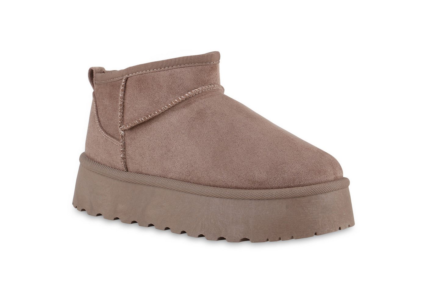 VAN HILL 840622 Plateaustiefelette Damen Warm Gefütterte Plateau Boots Profil-Sohle Winter von VAN HILL