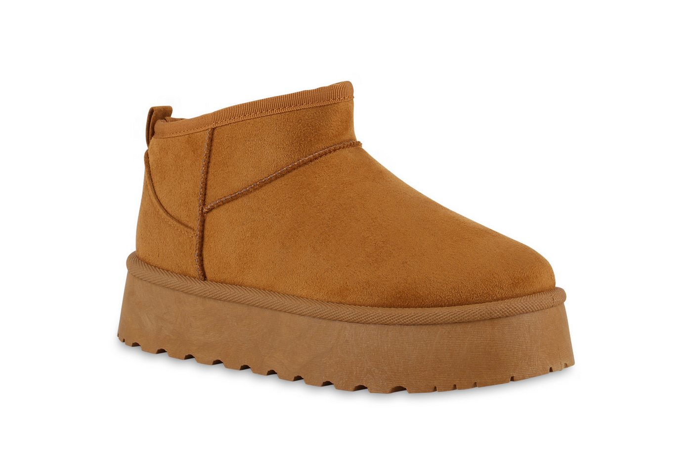 VAN HILL 840622 Plateaustiefelette Damen Warm Gefütterte Plateau Boots Profil-Sohle Winter von VAN HILL