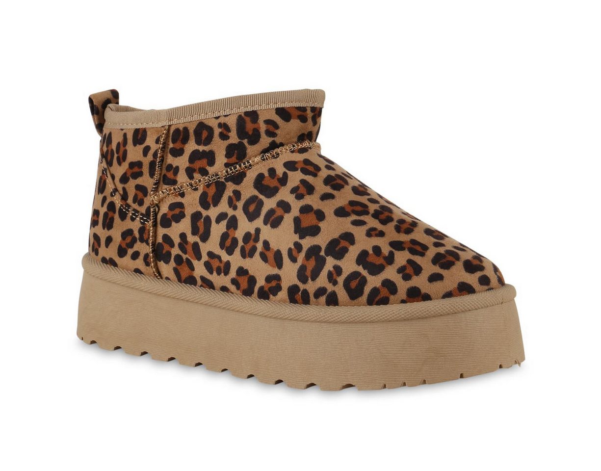 VAN HILL 840622 Plateaustiefelette Damen Warm Gefütterte Plateau Boots Profil-Sohle Winter von VAN HILL