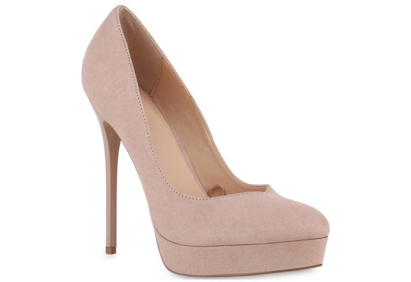 VAN HILL 840709 High-Heel-Pumps Damen High Heels Pumps Stiletto Plateau Vorne Party Absatz- von VAN HILL