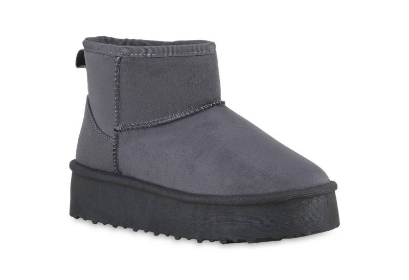 VAN HILL 840765 Winterstiefelette Damen Warm Gefütterte Winter Boots Profil-Sohle Plateau- von VAN HILL