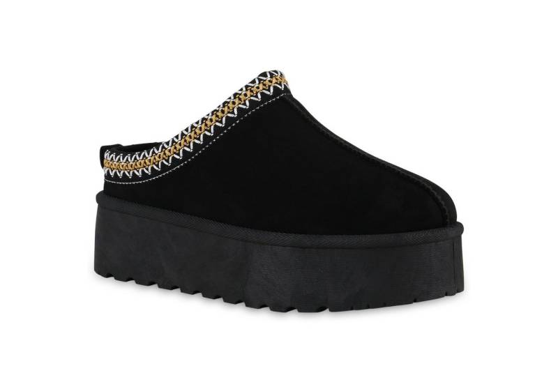 VAN HILL 840784 Hausschuh Damen Warm Gefütterte Pantoffeln Hausschuhe Bequeme Prints von VAN HILL