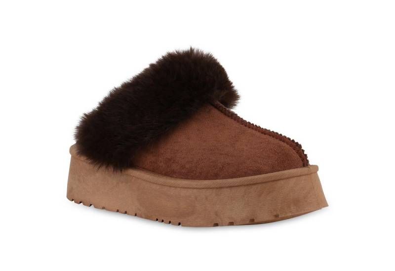 VAN HILL 840791 Hausschuh Damen Warm Gefüttert Pantoffeln Hausschuhe Bequem Kunstfell von VAN HILL