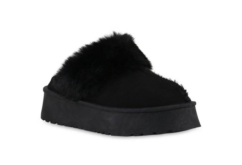 VAN HILL 840791 Hausschuh Damen Warm Gefüttert Pantoffeln Hausschuhe Bequem Kunstfell von VAN HILL