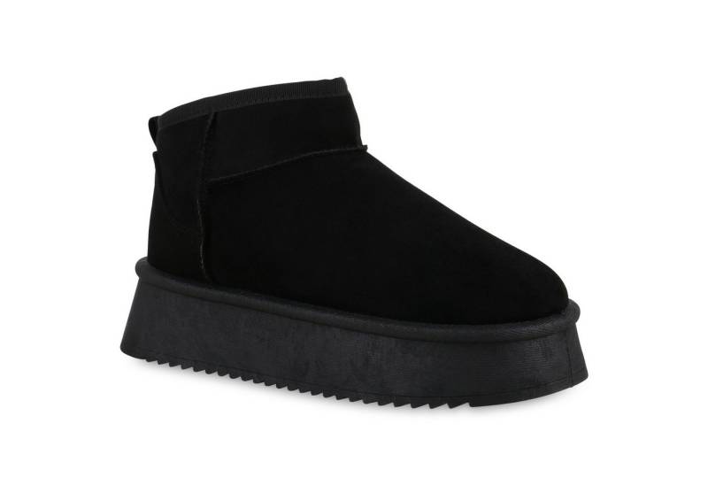 VAN HILL 840794 Plateaustiefelette Damen Warm Gefütterte Plateau Boots Profil-Sohle Plateau- von VAN HILL