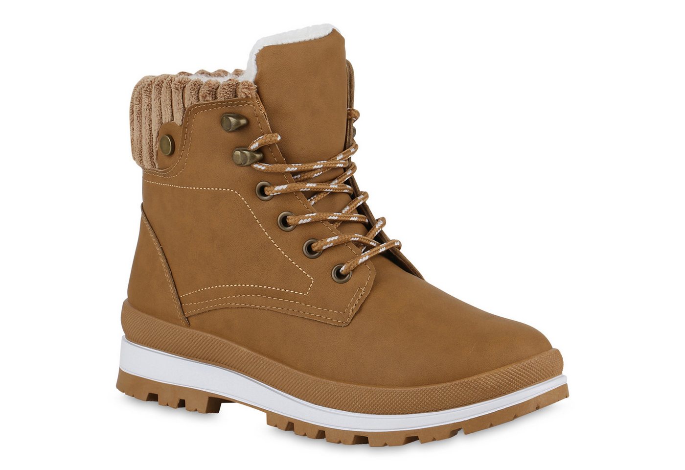 VAN HILL 840852 Stiefelette Damen Warm Gefütterte Worker Boots Profil-Sohle Bequeme von VAN HILL