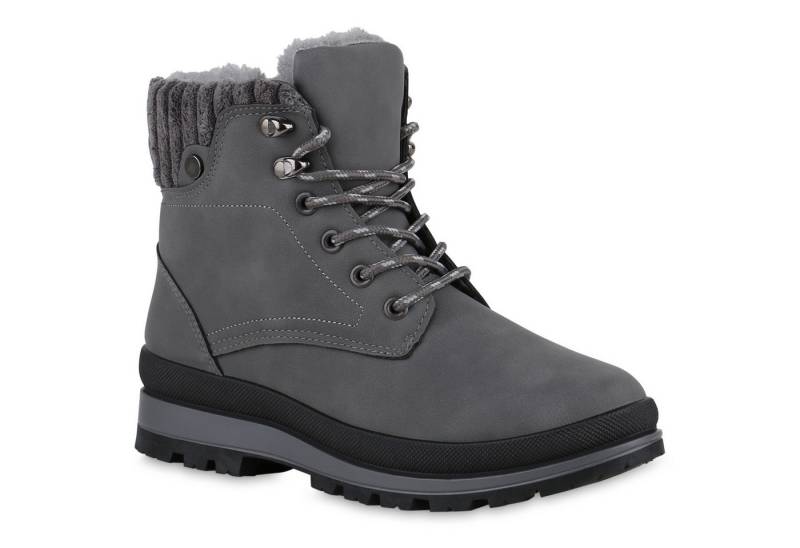 VAN HILL 840852 Stiefelette Damen Warm Gefütterte Worker Boots Profil-Sohle Bequeme von VAN HILL