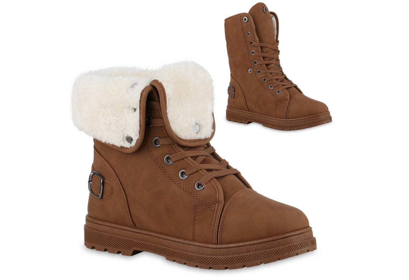 VAN HILL 840859 Sneaker Damen Warm Gefütterte Sneaker High Bequeme Schnallen Schnür- von VAN HILL