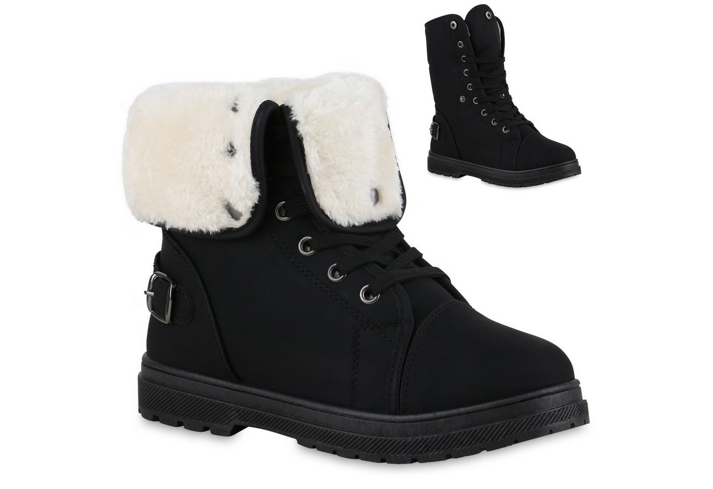 VAN HILL 840859 Sneaker Damen Warm Gefütterte Sneaker High Bequeme Schnallen Schnür- von VAN HILL