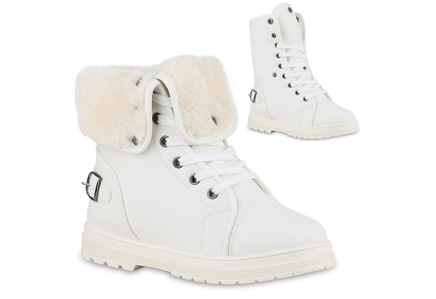 VAN HILL 840859 Sneaker Damen Warm Gefütterte Sneaker High Bequeme Schnallen Schnür- von VAN HILL