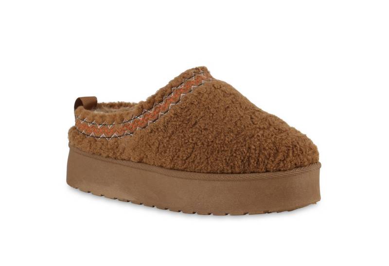 VAN HILL 840864 Hausschuh Damen Warm Gefütterte Pantoffeln Hausschuh Bequem Kunstfell von VAN HILL