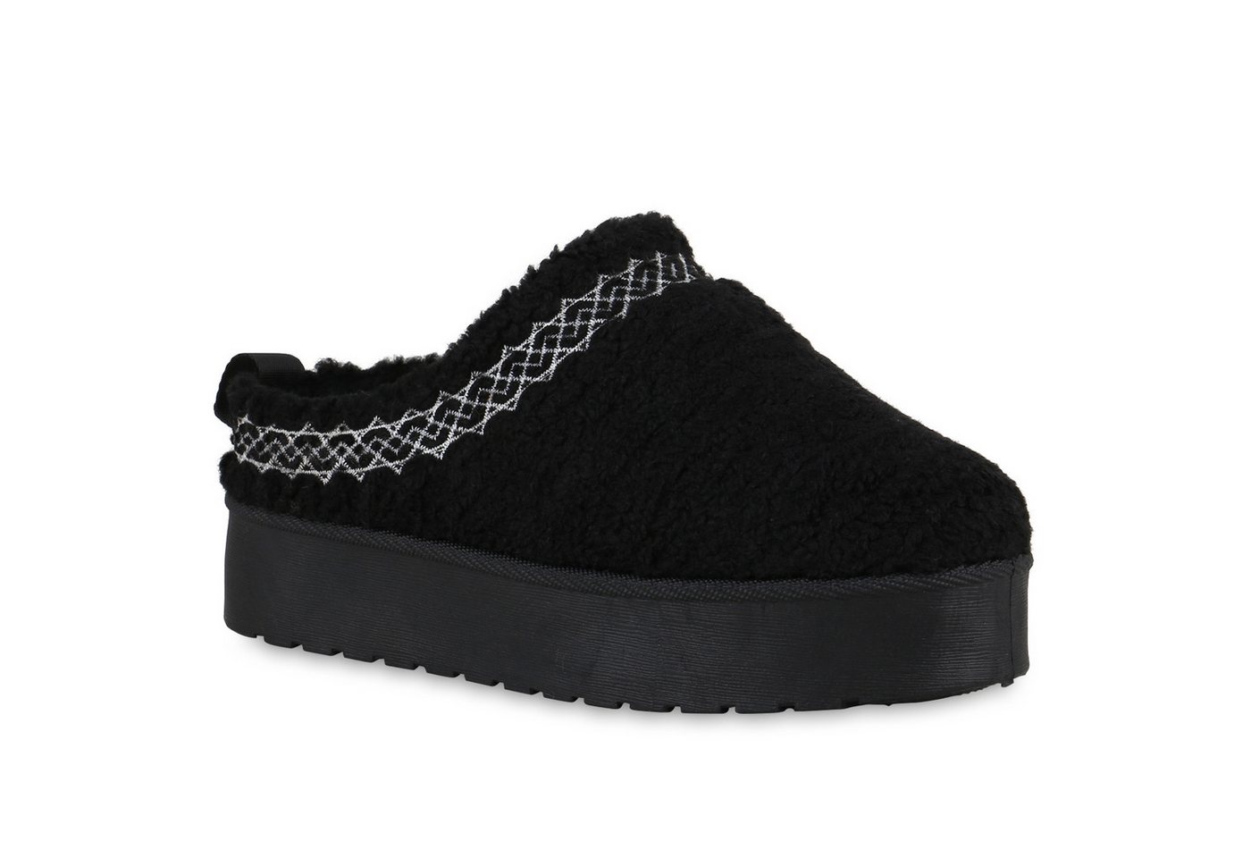 VAN HILL 840864 Hausschuh Damen Warm Gefütterte Pantoffeln Hausschuh Bequem Kunstfell von VAN HILL