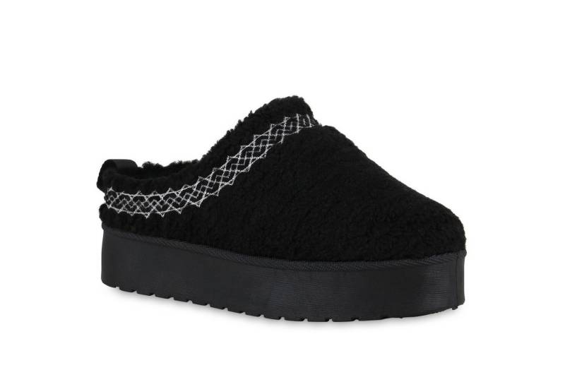 VAN HILL 840864 Hausschuh Damen Warm Gefütterte Pantoffeln Hausschuh Bequem Kunstfell von VAN HILL