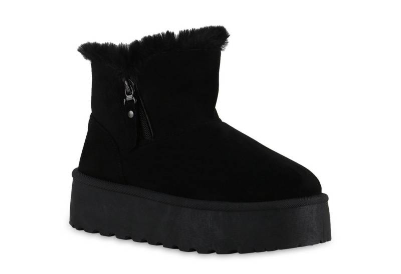 VAN HILL 840870 Winterstiefelette Damen Warm Gefütterte Winter Boots Bequeme Zipper Plateau von VAN HILL