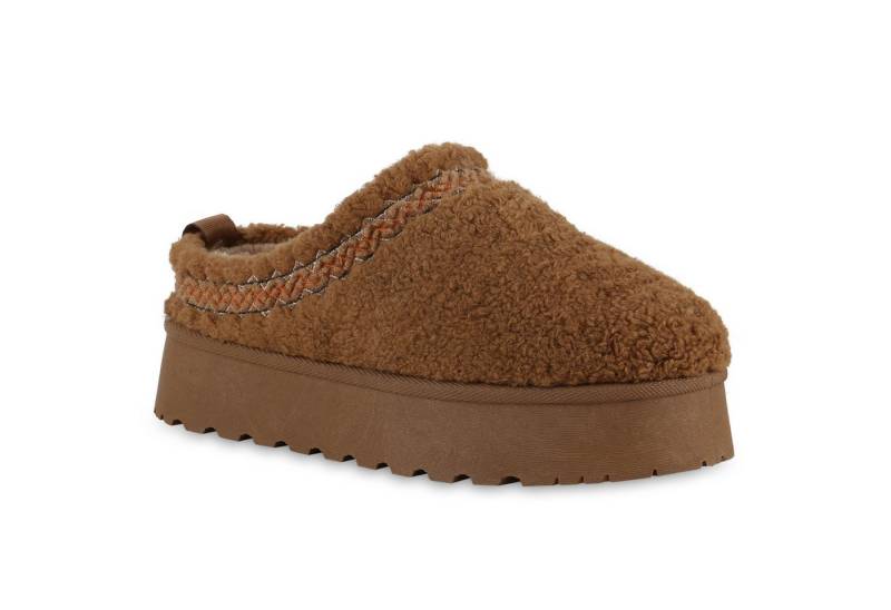 VAN HILL 840872 Hausschuh Damen Warm Gefütterte Pantoffeln Bequeme Kunstfell Teddy von VAN HILL