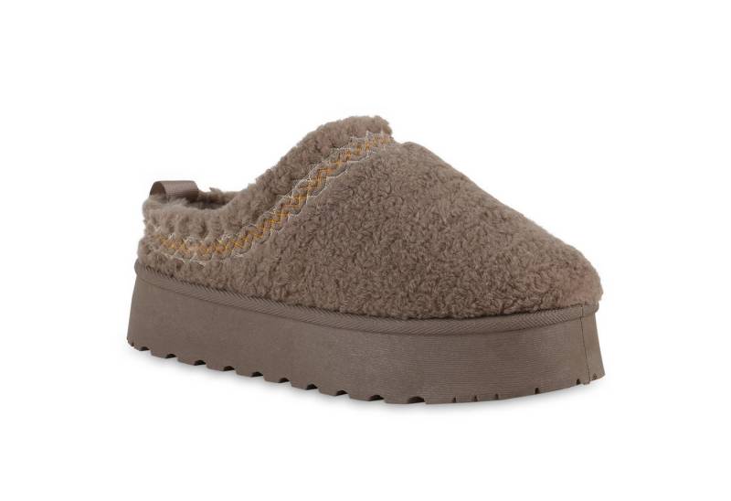VAN HILL 840872 Hausschuh Damen Warm Gefütterte Pantoffeln Bequeme Kunstfell Teddy von VAN HILL
