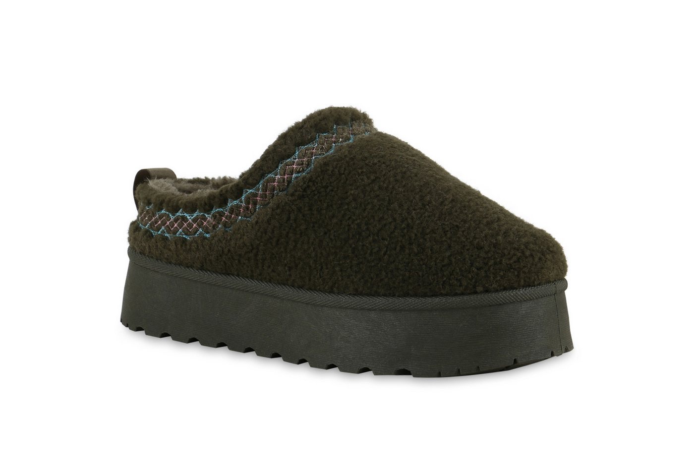 VAN HILL 840872 Hausschuh Damen Warm Gefütterte Pantoffeln Bequeme Kunstfell Teddy von VAN HILL