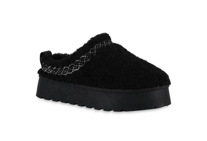 VAN HILL 840872 Hausschuh Damen Warm Gefütterte Pantoffeln Bequeme Kunstfell Teddy von VAN HILL