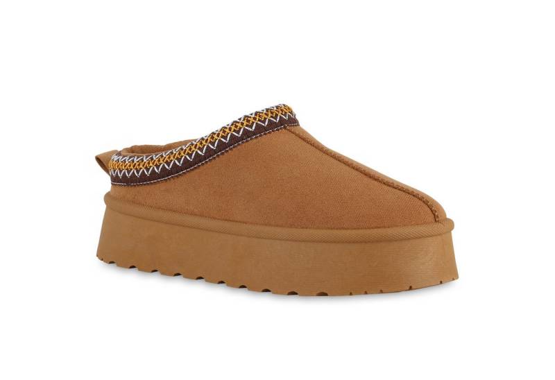 VAN HILL 840875 Hausschuh Damen Warm Gefütterte Pantoffeln Hausschuhe Bequeme Prints von VAN HILL