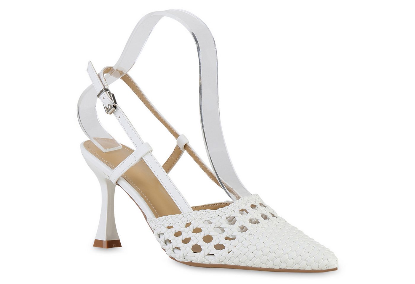 VAN HILL 840882 Slingpumps Damen Slingpumps Pumps Stiletto Basic Party Absatz- von VAN HILL