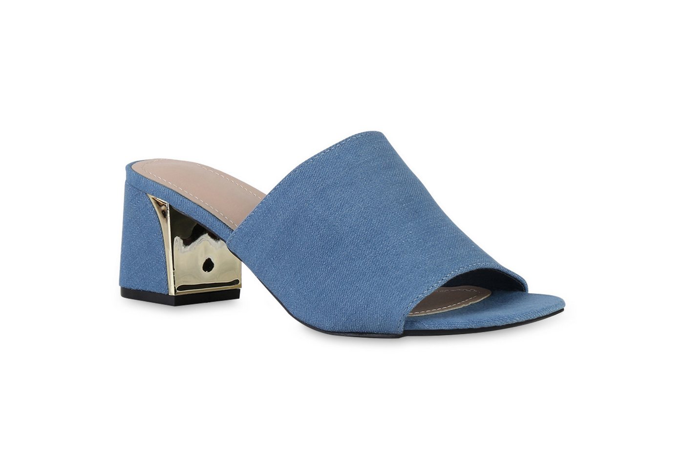 VAN HILL 840884 Sandalette Damen Pantoletten Sandaletten Klassische Basic Blockabsatz von VAN HILL