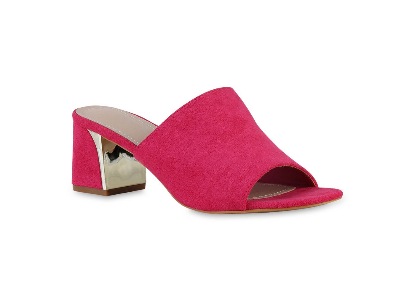 VAN HILL 840884 Sandalette Damen Pantoletten Sandaletten Klassische Basic Blockabsatz von VAN HILL