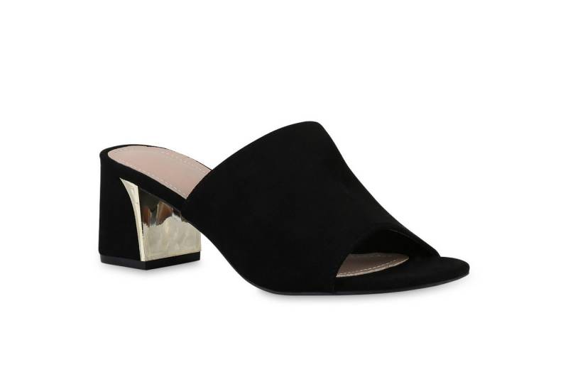 VAN HILL 840884 Sandalette Damen Pantoletten Sandaletten Klassische Basic Blockabsatz von VAN HILL