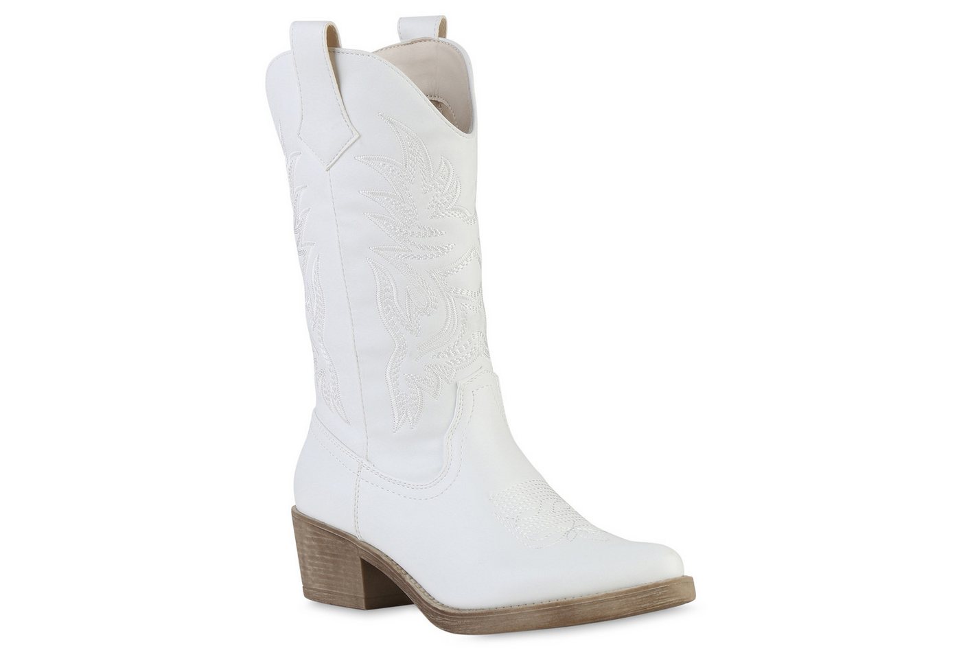 VAN HILL 840902 Cowboystiefel Damen Cowboystiefel Stiefel Spitze Stickereien Western von VAN HILL