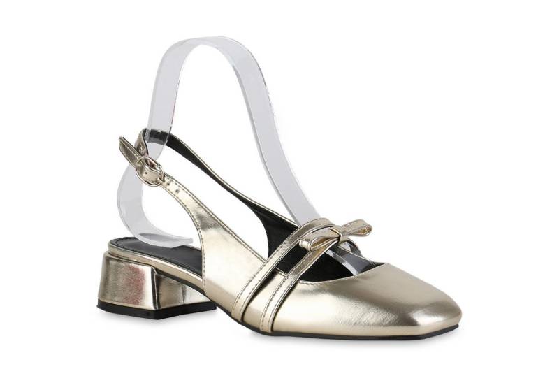 VAN HILL 840908 Slingpumps Damen Slingpumps Pumps Klassische Lack Eckige Schleifen von VAN HILL