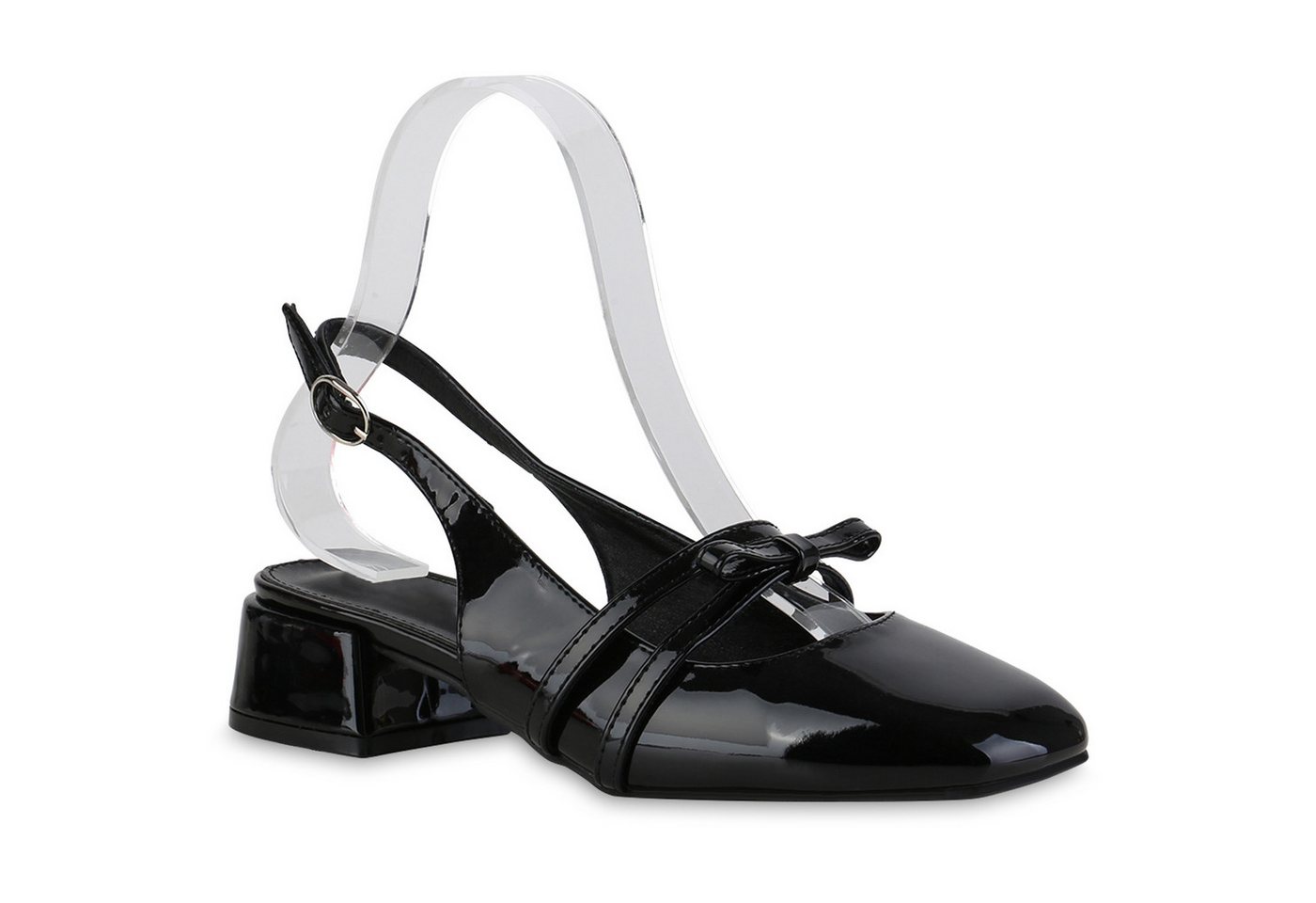 VAN HILL 840908 Slingpumps Damen Slingpumps Pumps Klassische Lack Eckige Schleifen von VAN HILL