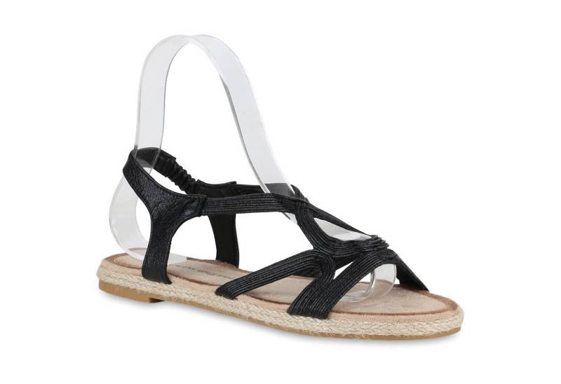 VAN HILL 840925 Riemchensandale Damen Riemchensandalen Sandalen Bast Cut-Outs von VAN HILL