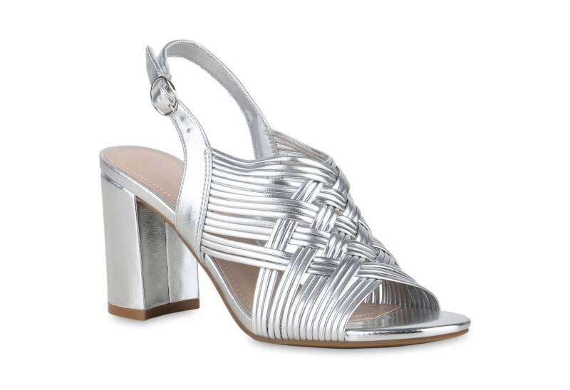 VAN HILL 840937 Riemchensandalette Damen Riemchensandaletten Sandaletten Basic Leder-Optik von VAN HILL