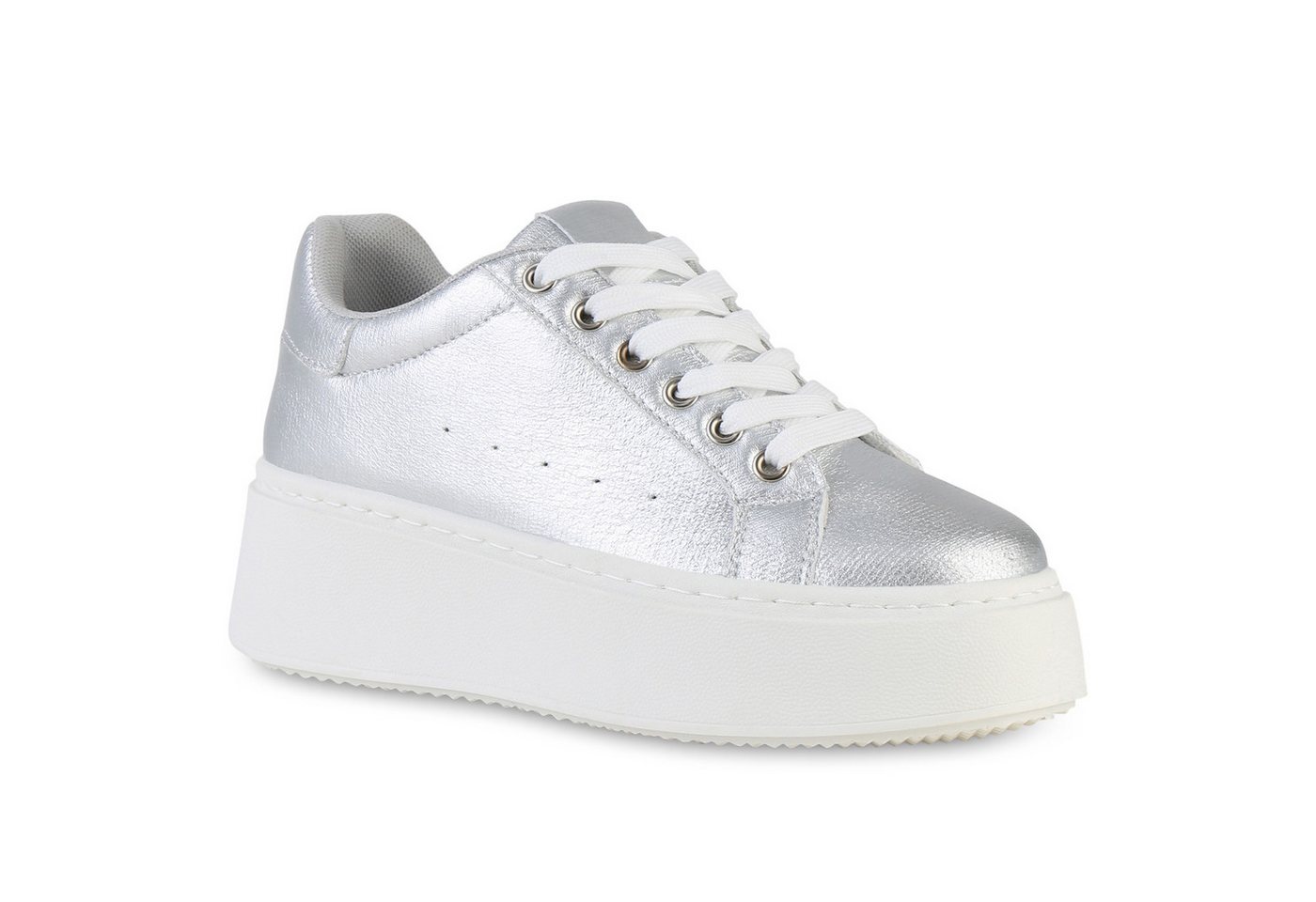 VAN HILL 840983 Plateausneaker Damen Plateau Sneaker Schnürer Wedges Freizeit Leder-Optik von VAN HILL