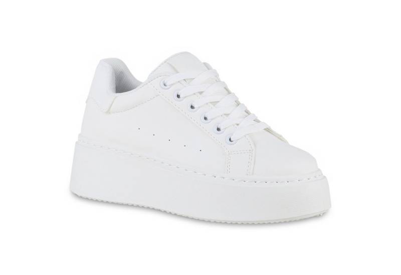 VAN HILL 840983 Plateausneaker Damen Plateau Sneaker Schnürer Wedges Freizeit Leder-Optik von VAN HILL