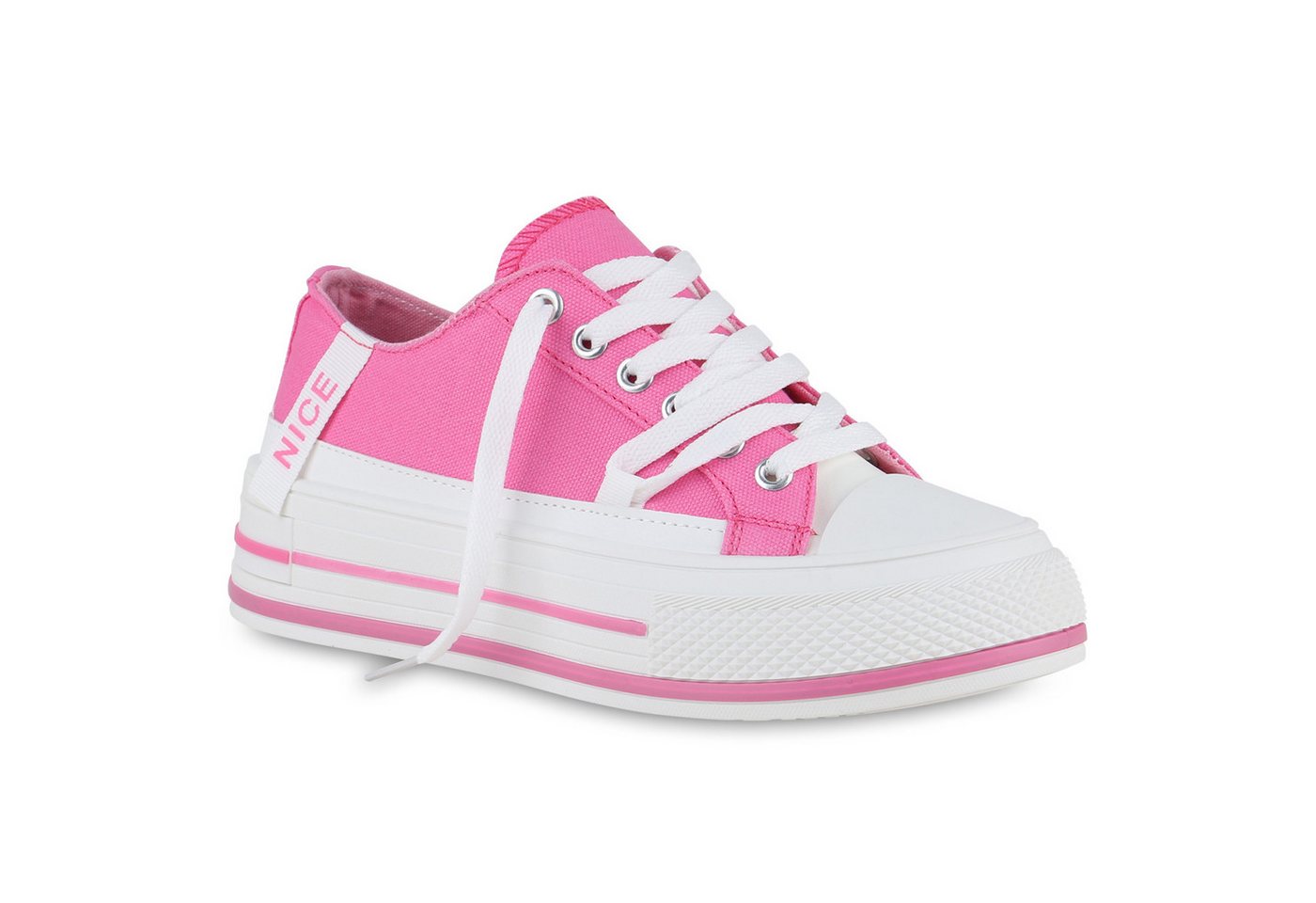 VAN HILL 840989 Sneaker Damen Sneaker Low Schnürer Prints Wedges Stoff von VAN HILL