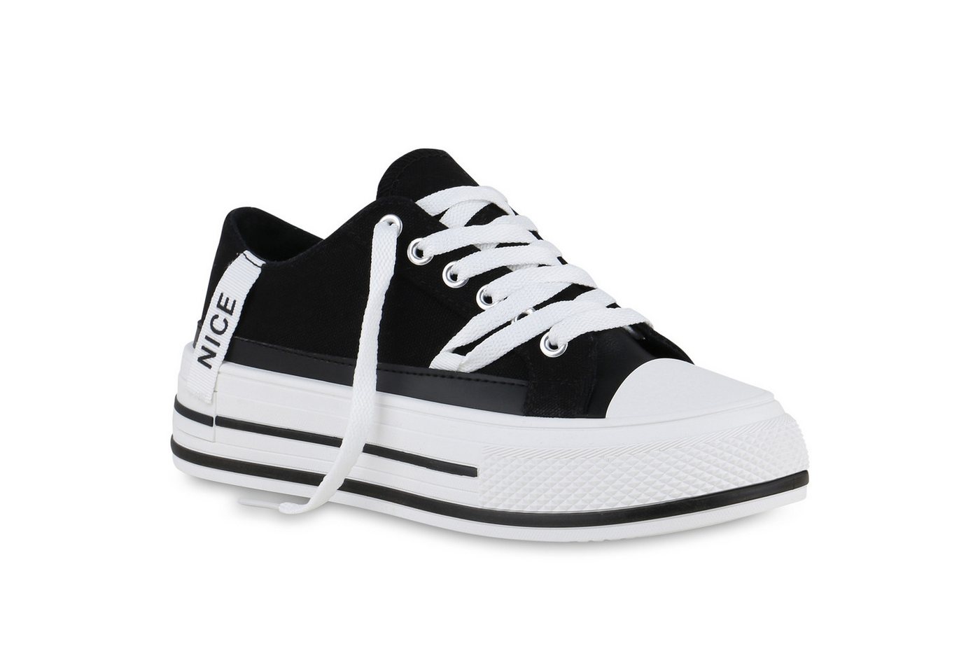 VAN HILL 840989 Sneaker Damen Sneaker Low Schnürer Prints Wedges Stoff von VAN HILL