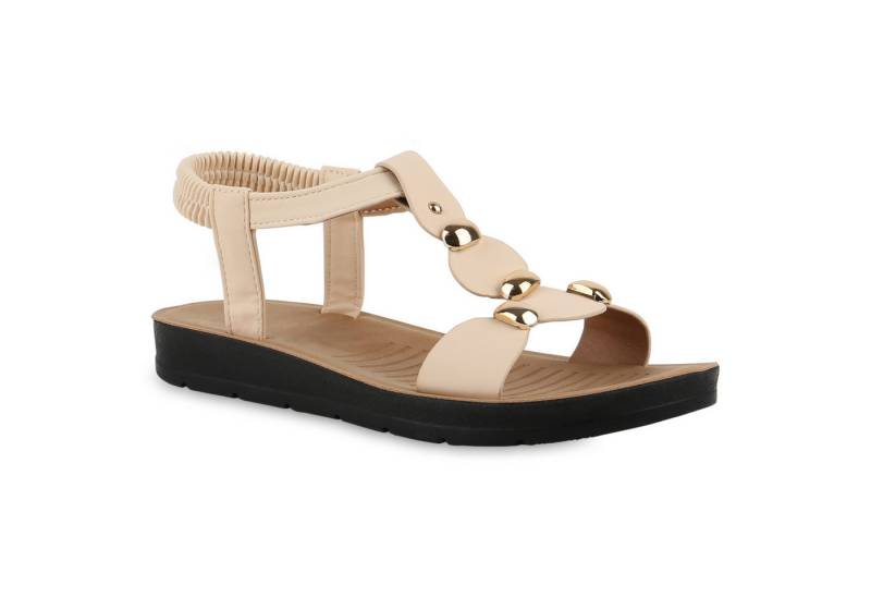 VAN HILL 841065 Riemchensandale Damen Riemchensandalen Sandalen Profil-Sohle Nieten von VAN HILL