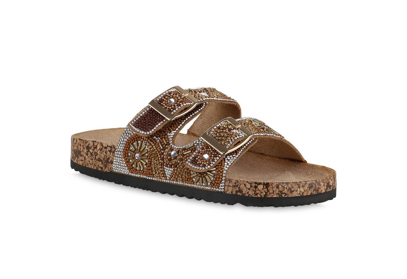 VAN HILL 841098 Pantolette Damen Pantoletten Sandalen Bequeme Strass Zierperlen von VAN HILL