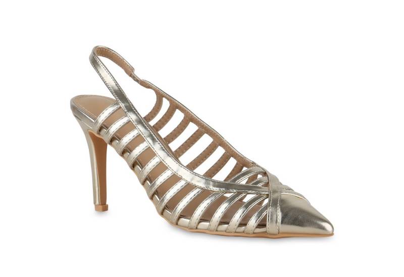 VAN HILL 841104 Slingpumps Damen Slingpumps Pumps Spitze Stiletto Party Absatz- von VAN HILL