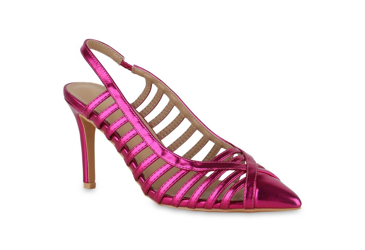 VAN HILL 841104 Slingpumps Damen Slingpumps Pumps Spitze Stiletto Party Absatz- von VAN HILL